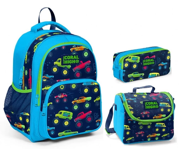 Coral High Kids Erkek Çocuk İlkokul Çanta Seti - Monster Truck ürün görseli 1