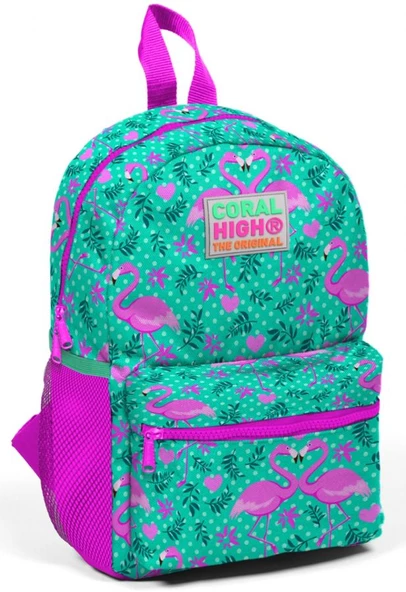 Coral High Yeşil Flamingo Baskılı Yuva, Kreş ve Günlük Sırt Çantası - Kız Çocuk ürün görseli 1