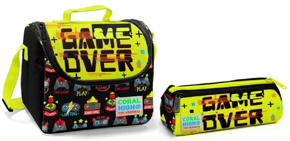 Coral High Game Over Erkek Çocuk Beslenme Çantası ve Kalemlik Seti - Thermo ürün görseli 1