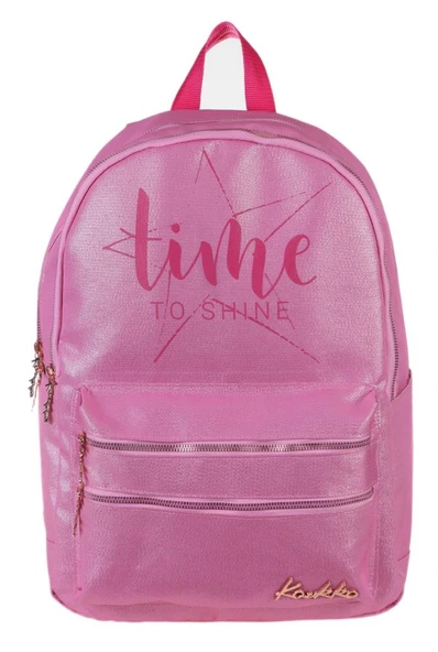 Kaukko Sparkle Pembe Time To Shine Baskılı Okul ve Günlük Sırt Çantası ürün görseli 1
