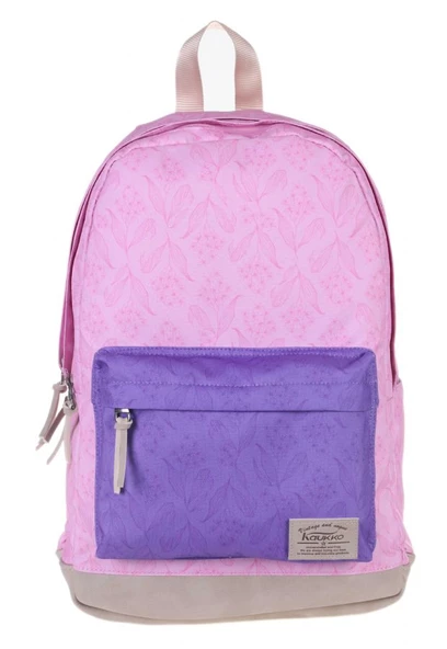 Kaukko Wichlight Pembe - Mor Çiçek Desenli Okul ve Günlük Sırt Çantası ürün görseli 1