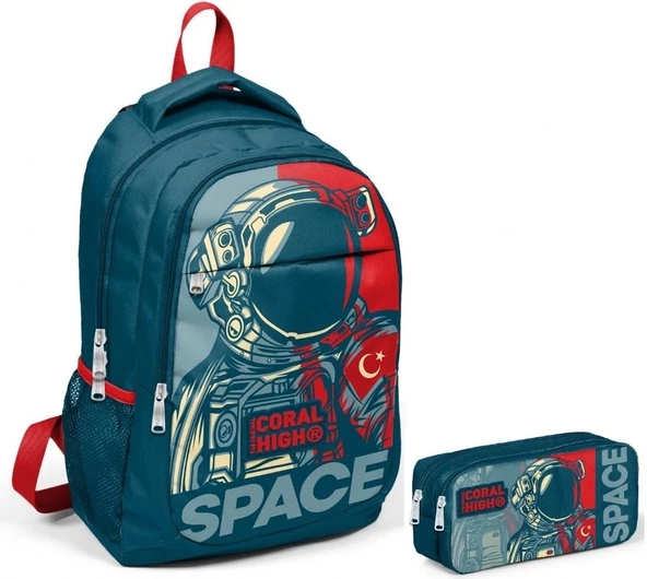 Coral High Astronot  Erkek Çocuk İlkokul Çantası ve Kalemlik Seti ürün görseli 1