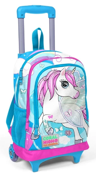 Coral High Mavi Unicorn Baskılı Işıklı Tekerlekli Çekçek Okul Çantası - Kız Çocuk ürün görseli 1