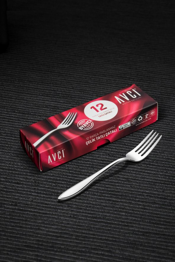 Elit 12 Adet Tatlı Çatalı 18/10 Paslanmaz Çelik 2 mm ürün görseli 1