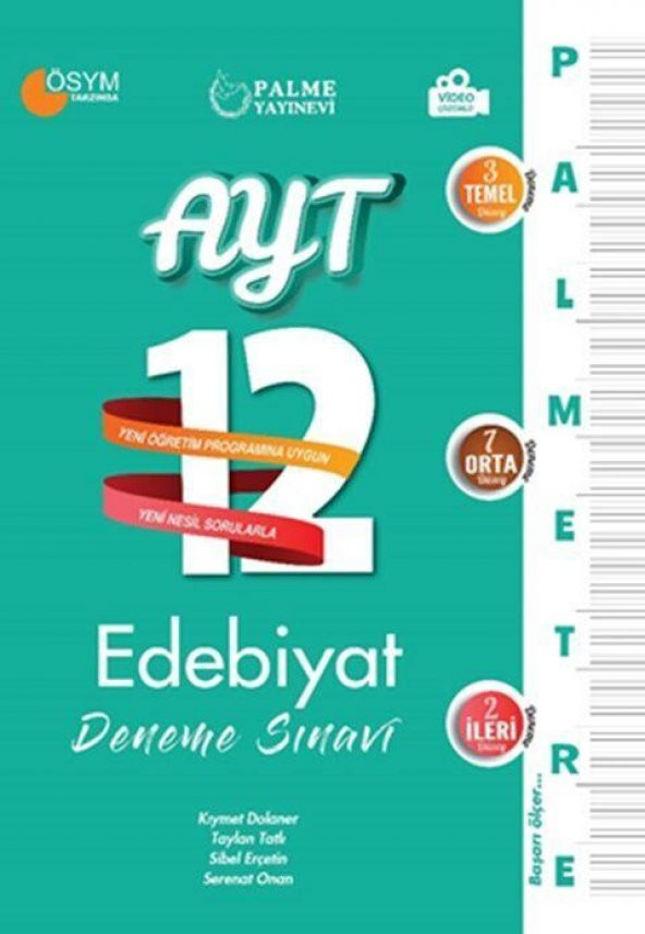 AYT Edebiyat Palmetre Serisi 12 Deneme Video Çözümlü Palme Yayınları ürün görseli 1