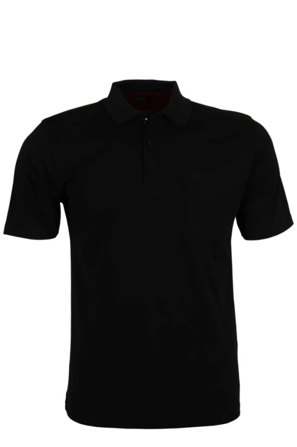 Erkek Siyah Renk Polo Yaka Tişört Pamuklu Normal Kesim RAR00866 ürün görseli 1