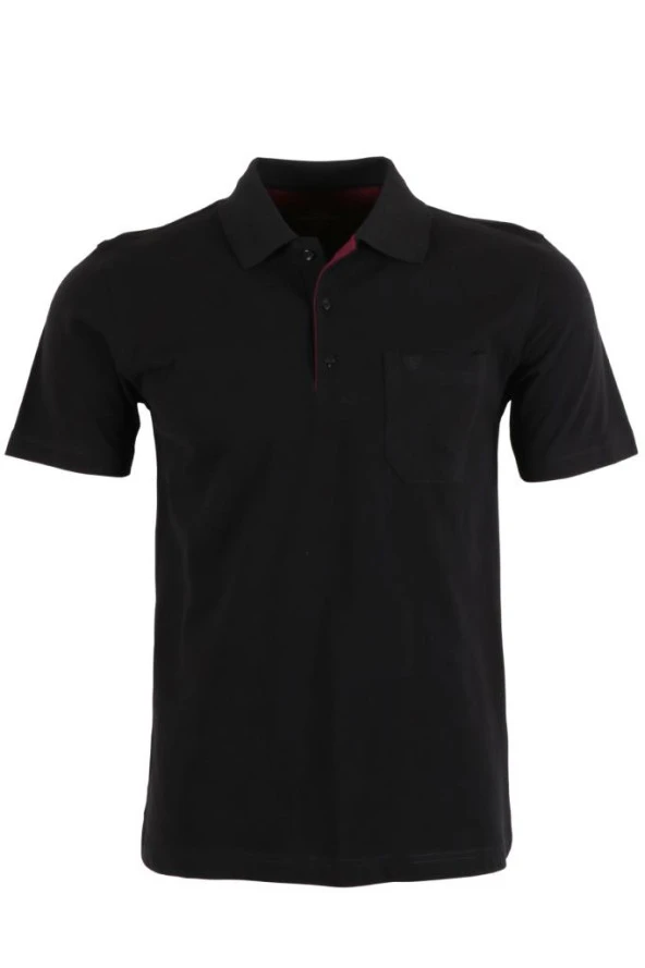 Erkek Siyah Tişört Polo Yaka Normal Kesim % 100 Pamuk Pike Kumaş rar00878 ürün görseli 1