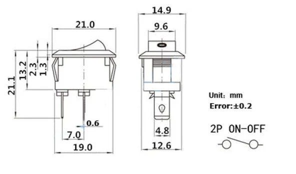 Anahtar 2 Pin (250V 6A) - Resim 3