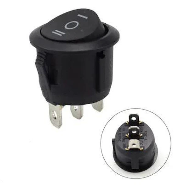 IC-134 Anahtar Yuvarlak Işıksız 3P On-Off-On 19mm Çap ürün görseli 1