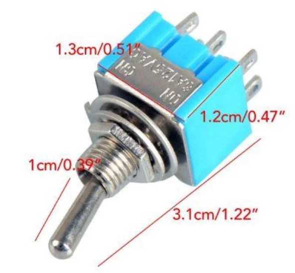 Toggle Switch 6 Pin 2 Konumlu On-Off - Resim 2