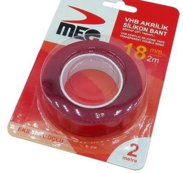 Çift Taraflı Bant Güçlü Akrilik Silikon 2 Metre 18mm ürün görseli 1