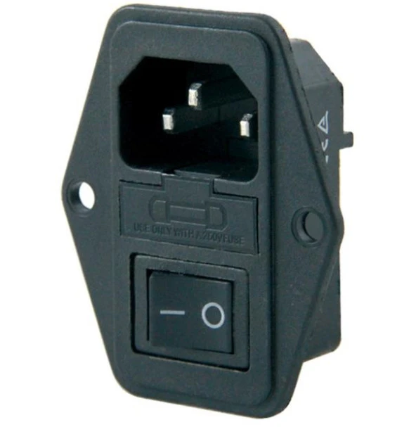 IC-214 Power Soket Erkek  Anahtarlı+Fuseli Kulaklı AS-10E ürün görseli 1