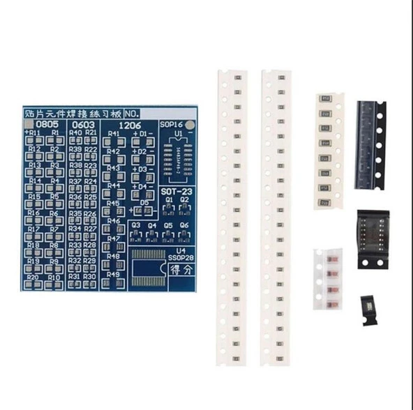 SMD bileşen lehimleme öğrenme kiti DIY kiti direnç diyot kondansatör ürün görseli 1