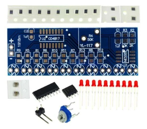Yürüyen ışık DIY Kiti Demonte SMD NE555 + CD4017 (10 lu yürüyen ışık) ürün görseli 1