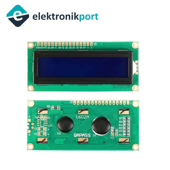 LCD Ekran 2x16 (Mavi) 1602 mavi ekran 1602A 5V beyaz yazı tipi 16 Karakter 2 Satır Arduino ürün görseli 1