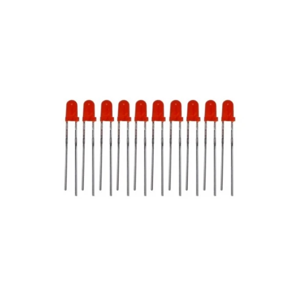 LED 3mm Kırmızı Difused (10 Adet) - Resim 2