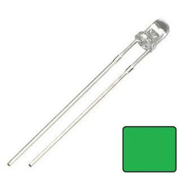 3mm Şeffaf Yeşil Led (100 adet) ürün görseli 1