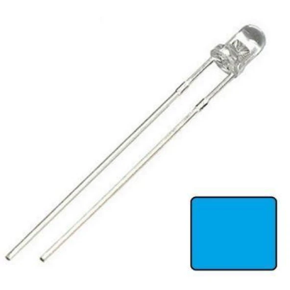 LED 3mm Mavi Şeffaf 10 adet ürün görseli 1