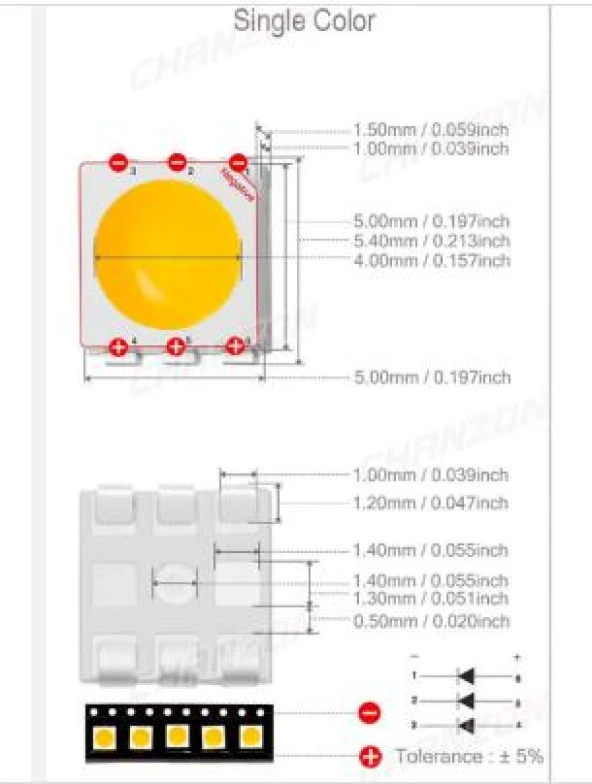 Smd Led 3 Çipli Kırmızı - Resim 2