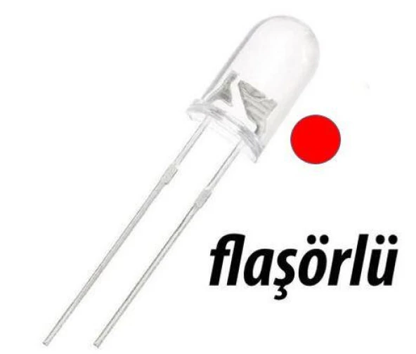 Led Flaşör Kırmızı 5mm Animasyonlu 2 Pin ürün görseli 1