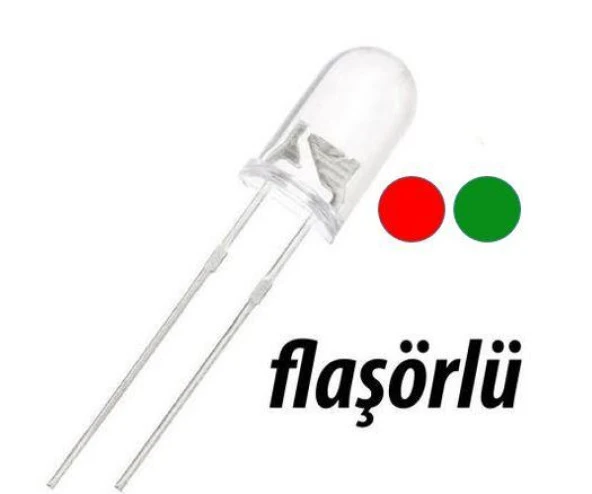 Led Flaşör Kırmızı Yeşil 5mm Animasyonlu ürün görseli 1