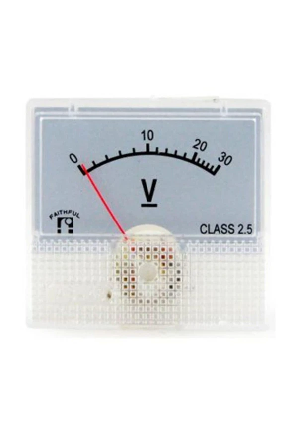 Voltmetre Analog 0-30V DC Gösterge 45x48mm ürün görseli 1