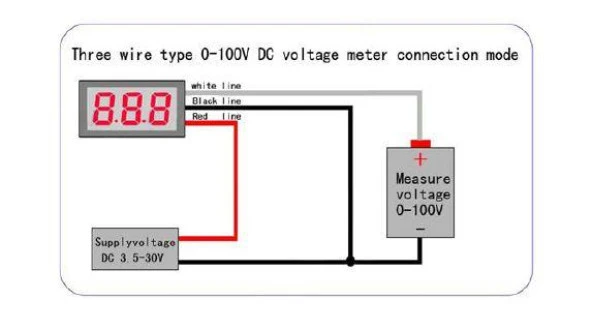 Voltmetre DC 0-100V Panel Tip Kırmızı 0,56 İnch - Resim 3