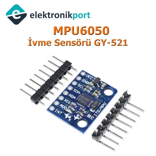MPU6050 İvme Sensörü GY-521 6 Eksen Eğim Gyro Jiroskop Modülü ürün görseli 1