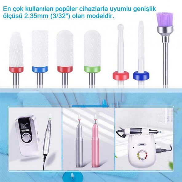 7 PARÇA PROFESYONEL SERAMİK PEDİKÜR MANİKÜR UÇLARI - Resim 3