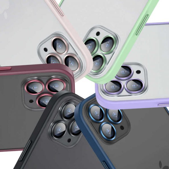 iPhone 12 Pro Max Kılıf Retro Kamera Lens Korumalı Renkli Lüx Mat Kapak - Resim 12