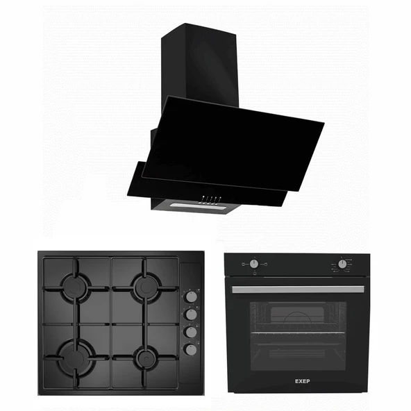 EXEP  BASİC EĞİK SİYAH  3 LÜ ANKASTRE SET (ED401-EO330-EF200) ürün görseli 1