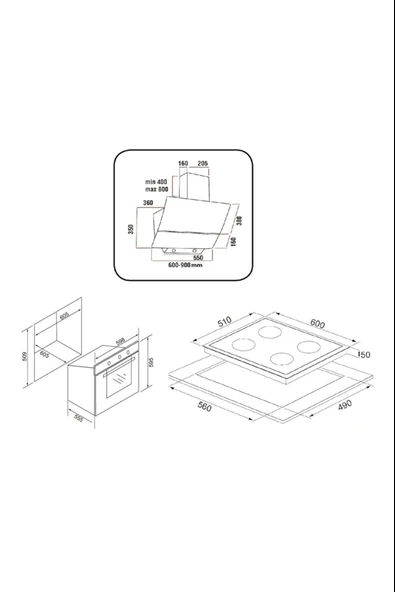 EXEP  BASİC EĞİK SİYAH  3 LÜ ANKASTRE SET (ED401-EO330-EF200) - Resim 5