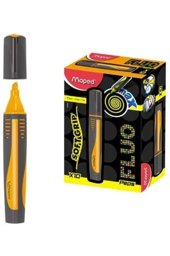 Maped Fosforlu Kalem Max Fluo Peps Mini Turuncu Fosforlu İşaret Kalemi (10 Lu Paket) ürün görseli 1