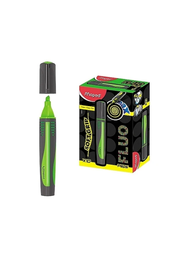 Maped Fosforlu Kalem Max Fluo Peps Mini Yeşil Fosforlu İşaret Kalemi (10 Lu Paket) ürün görseli 1
