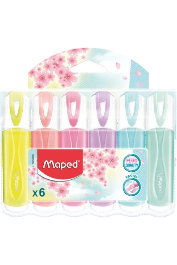 Maped Fosforlu Kalem Pastel 6 Renk İşaret Kalemi 6 Lı Poşet (12 Poşet) ürün görseli 1