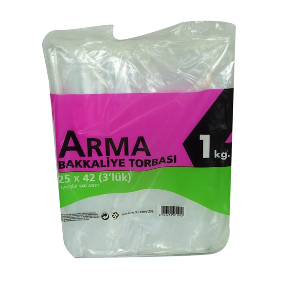 Naksan Naylon Torba Arma Şeffaf Bakkaliye Kuruyemiş Şeker Torbası 25x42 (3 lik ) Takribi 140 Adet 1000 Gr ürün görseli 1