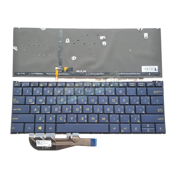 Asus UX390U UX390Ua Notebook Klavyesi, Laptop Tuş Takımı Koyu Mavi - TR - Işıklı ürün görseli 1