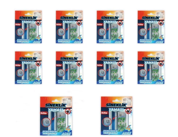 Sineklik Tamir Bantı Sineklik Yaması Kendinden Yapışkanlı 10x10cm 4Adet 10 Paket ürün görseli 1