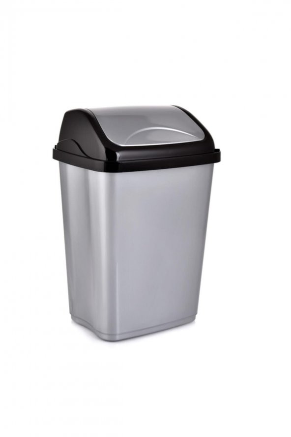 Polytime Sallanır Kapak Ofis Banyo Mutfak Bahçe Çöp Kutusu Kovası / 35 Litre / Gri / 57x38x30 Cm. ürün görseli 1