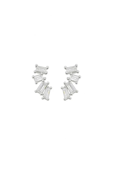 925 Ayar Gümüş Salyangoz Baget Zirkon Taşlı Minimal Kıkırdak Küpe Piercing ürün görseli 1