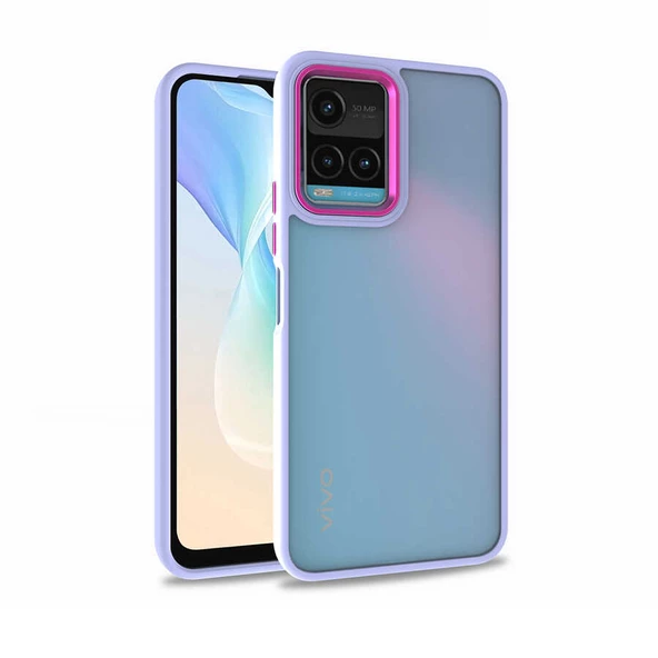 Gpack Vivo Y32 Kılıf Flora Sert Silikon Arkası Cam Şeffaf - Resim 4