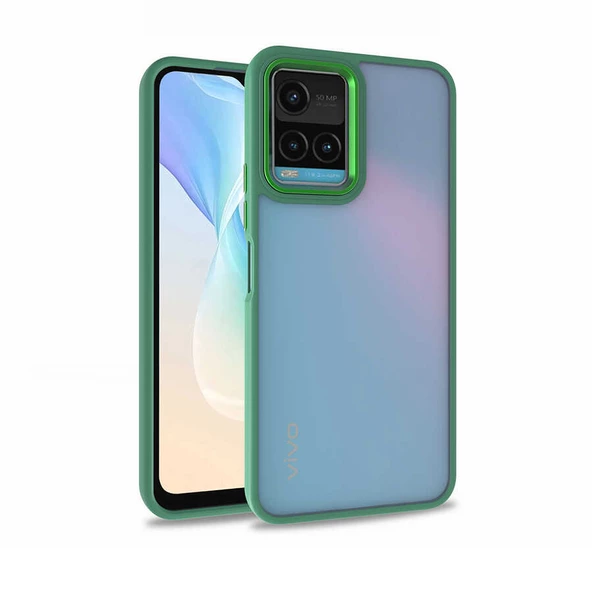 Gpack Vivo Y32 Kılıf Flora Sert Silikon Arkası Cam Şeffaf - Resim 3