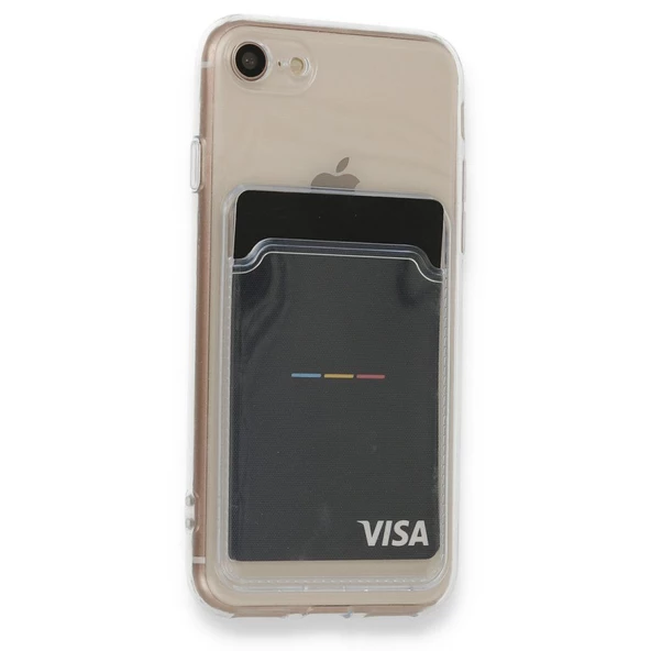 Gpack Apple iPhone SE 2022 Kılıf 1 Adet Kartlıklı Şeffaf Silikon Lüx Korumalı ürün görseli 1