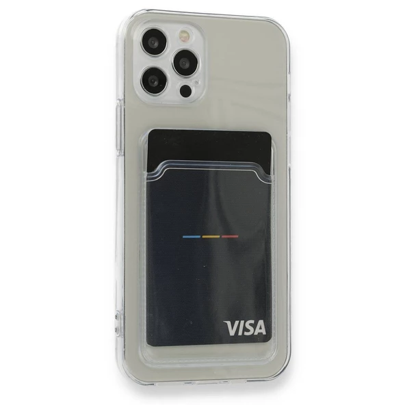Gpack Apple iPhone 12 Pro Max Kılıf 1 Adet Kartlıklı Şeffaf Silikon Lüx Korumalı ürün görseli 1
