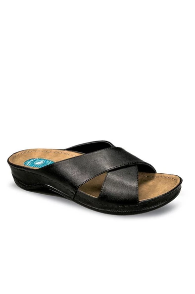 Ceyo 9946-1 Topuk Jelli Anatomik Taban Kadın Terlik Siyah 35-40 ürün görseli 1