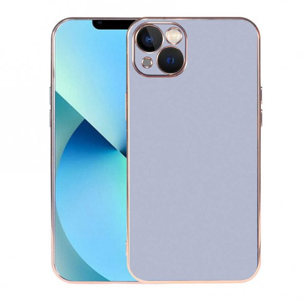 iPhone 13 Kılıf Kamera Korumalı Altın Kenar Buzlu Transparan Silikon - Resim 2