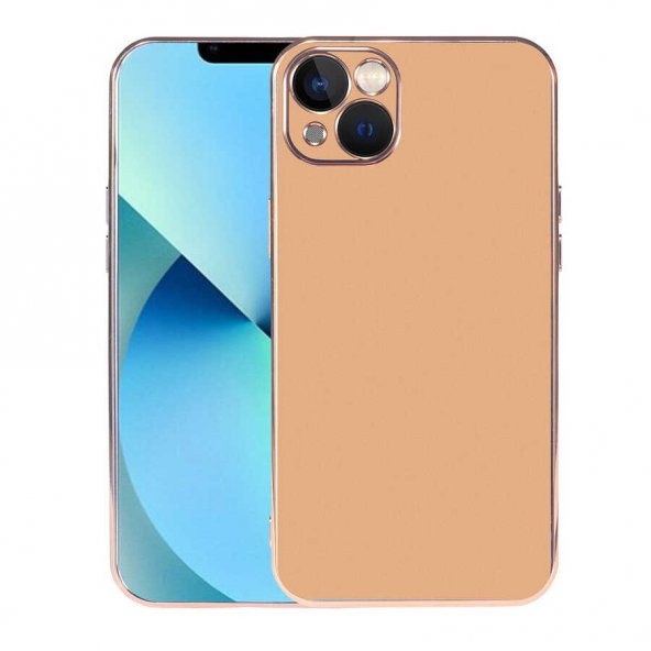 iPhone 13 Kılıf Kamera Korumalı Altın Kenar Buzlu Transparan Silikon - Resim 4