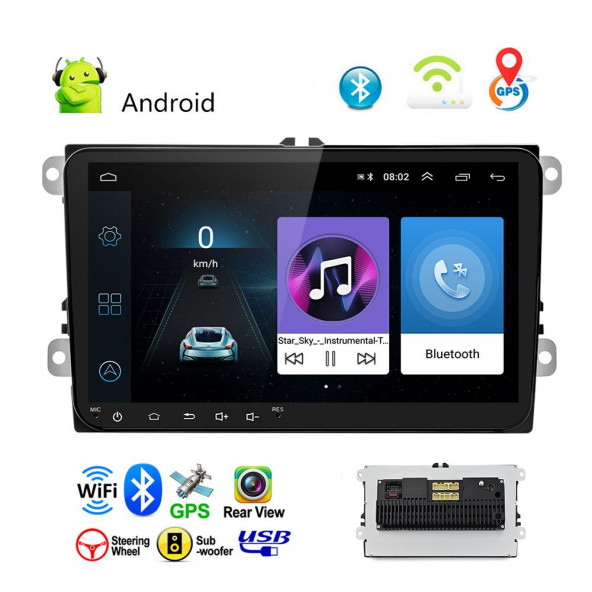 9 inch 2gb Ram+32gb.Rom Volkswagen Grubu Için Orjinal OEM Android GPS Wifi BT...Full üst model ürün görseli 1