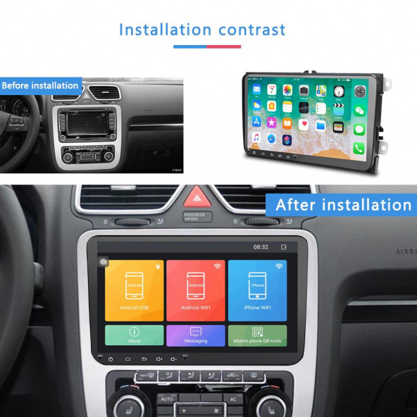 9inch 2gb Ram 32gb Rom Android 12 Volkswagen Grubu için Orjinal OEM Multimedya ürün görseli 1