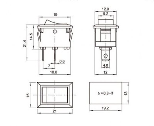SM601 On/Off Anahtar - 5 Adet - Resim 3
